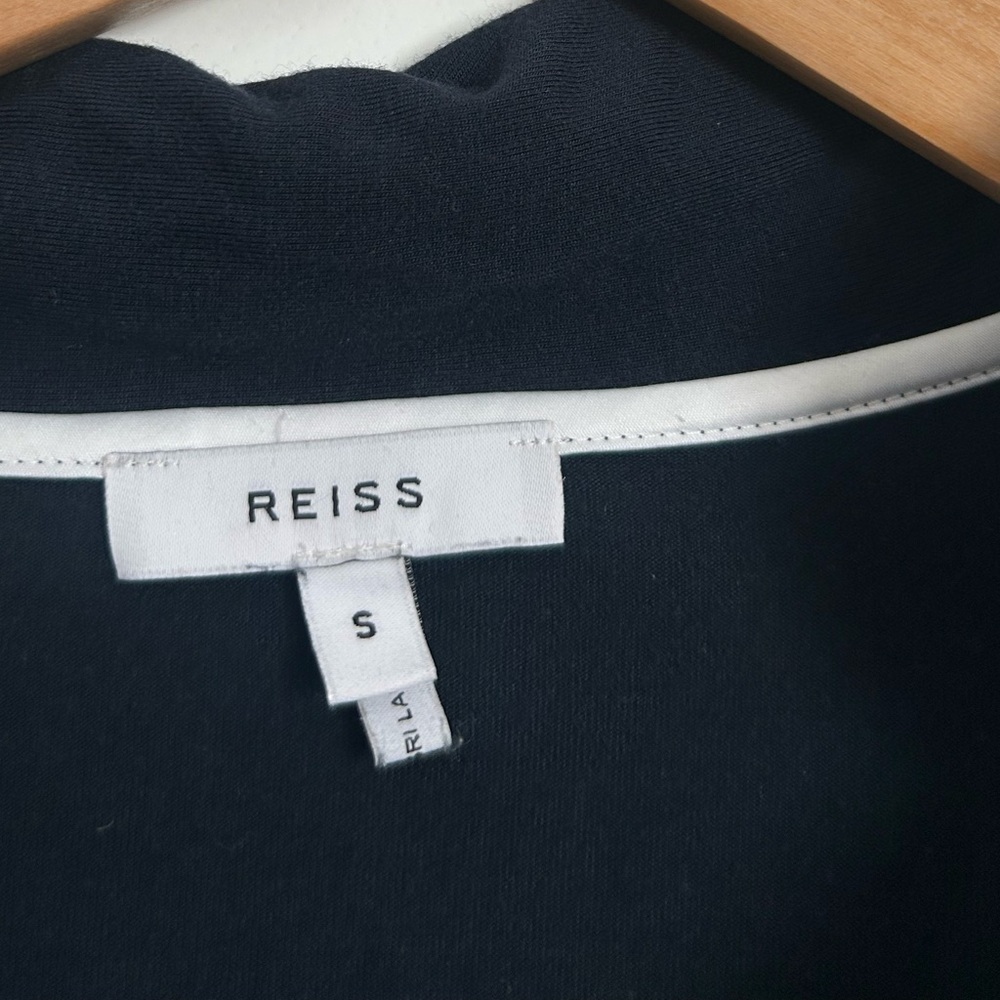 Reiss Blue Button-Up Shirt with White Trim Panama top size small cozy comfy - Picture 6 of 8